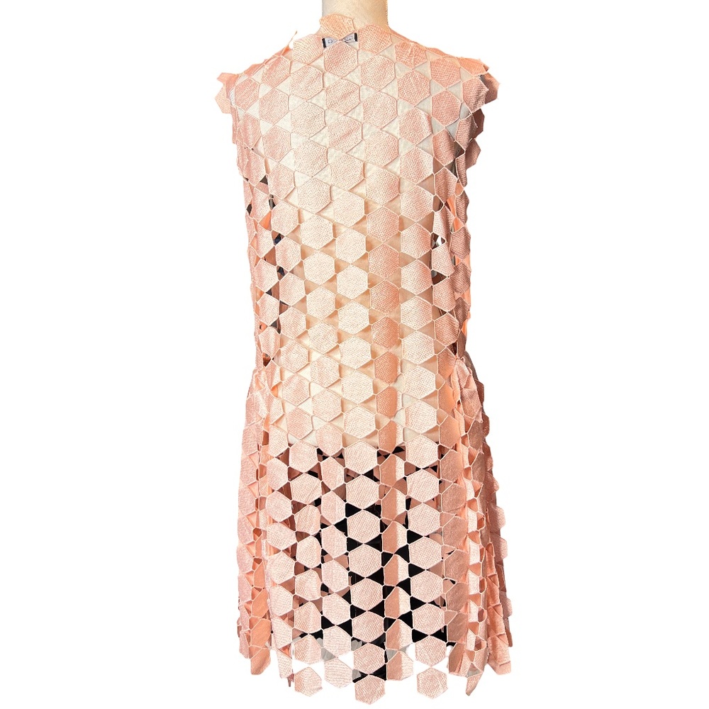 #A151  CQ by CQ  Peach  Laser-Cut  Mesh Duster Vintage NEW NO TAG  M - Picture 5 of 11